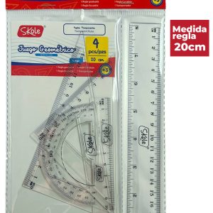 SET DE GEOMETRÍA 20CM TRANSPARENTE (4PZAS)