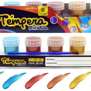 TÉMPERA 20ML 6PZAS / SET COLORES METÁLICOS