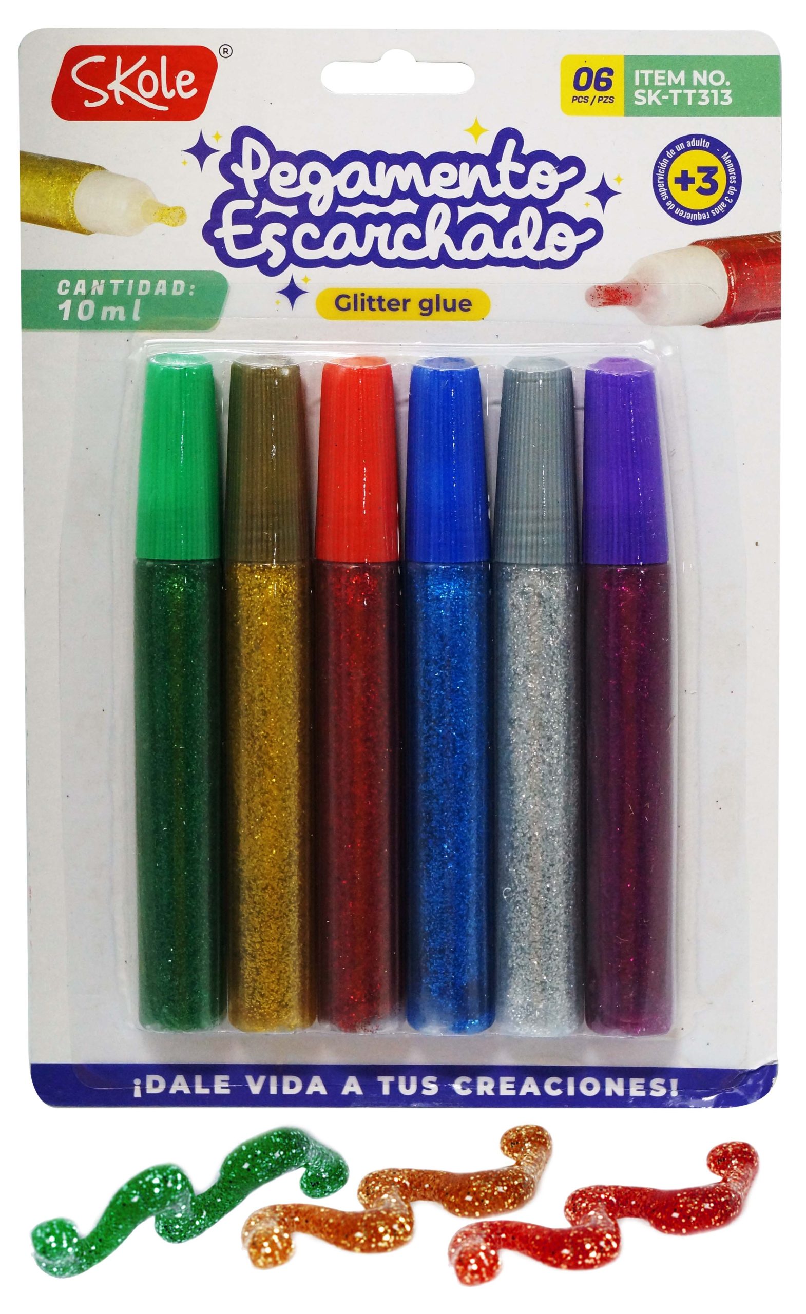 GLITTER GLUE SET COLORES SURTIDOS 10ML (6PZAS)